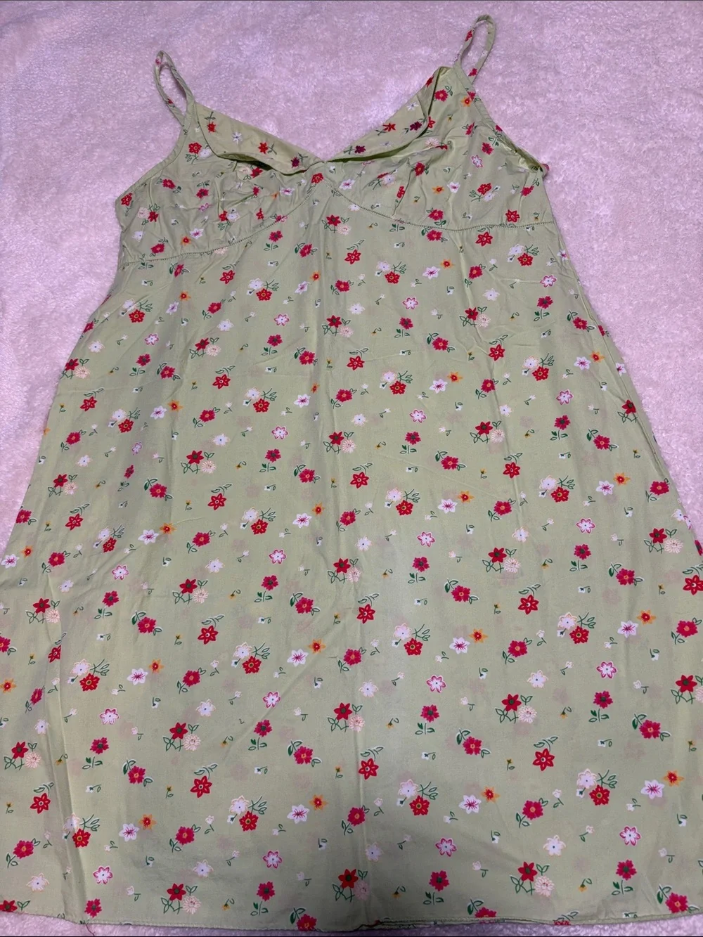Girls' Green Floral Slip Dress Top - Unbranded